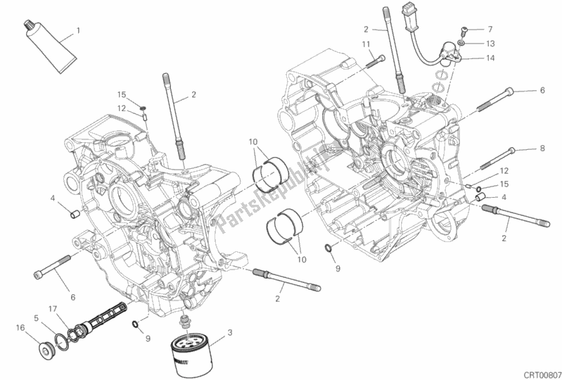 All parts for the 10a - Half-crankcases Pair of the Ducati Multistrada 950 S Touring USA 2020